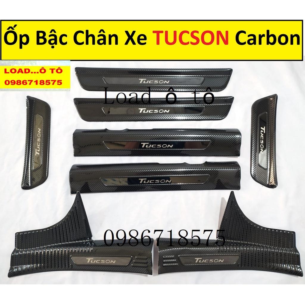 Ốp Bậc Chân, Cốp Sau Carbon Xe Huyndai Tucson 2022-23 Mẫu Vân Carbon Cao Cấp