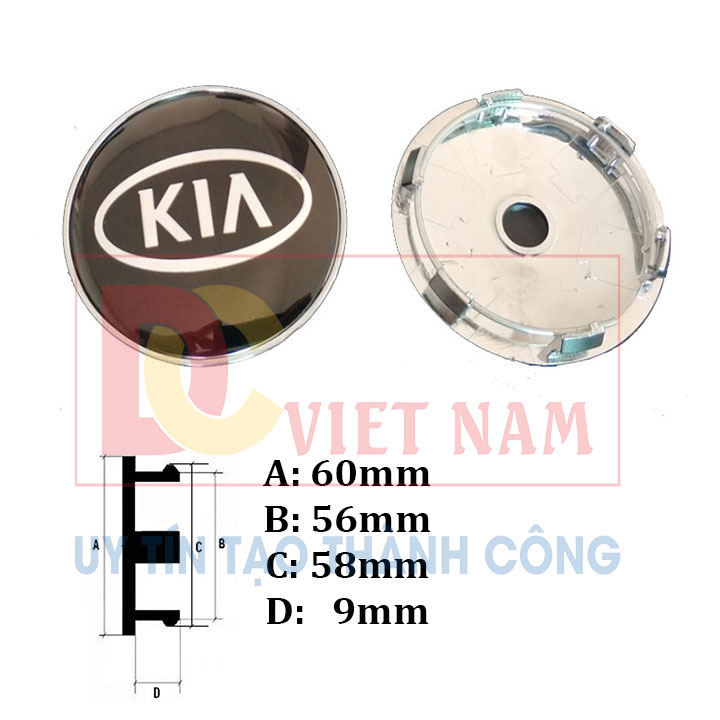 Logo chụp mâm, ốp lazang bánh xe ô tô Kia, đường kính 60mm