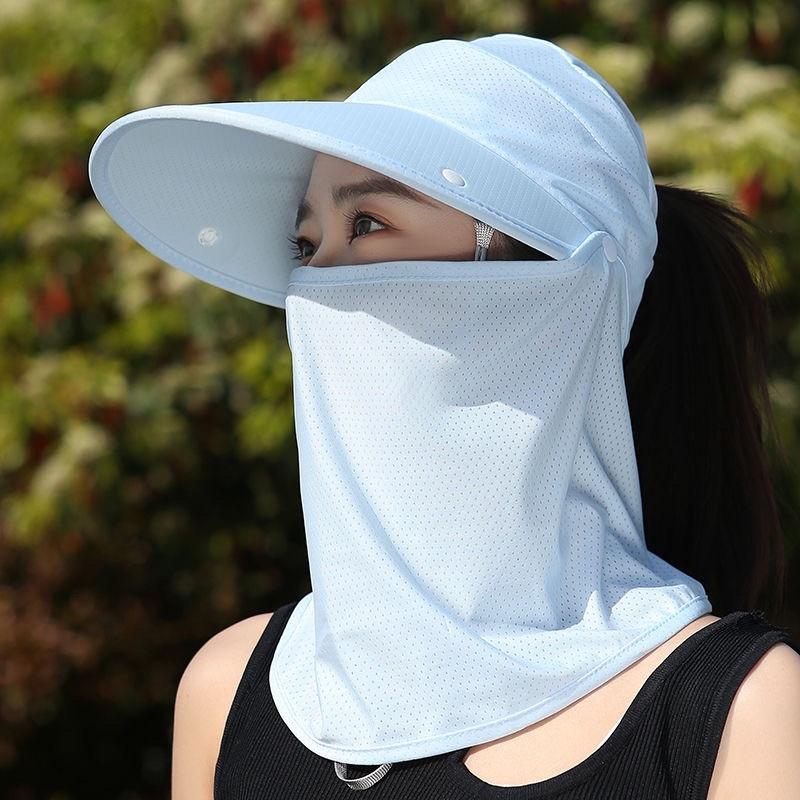 Nón chống nắng kèm khẩu trang, mũ lưỡi trai nữ chống nắng khăn có thể tháo rời