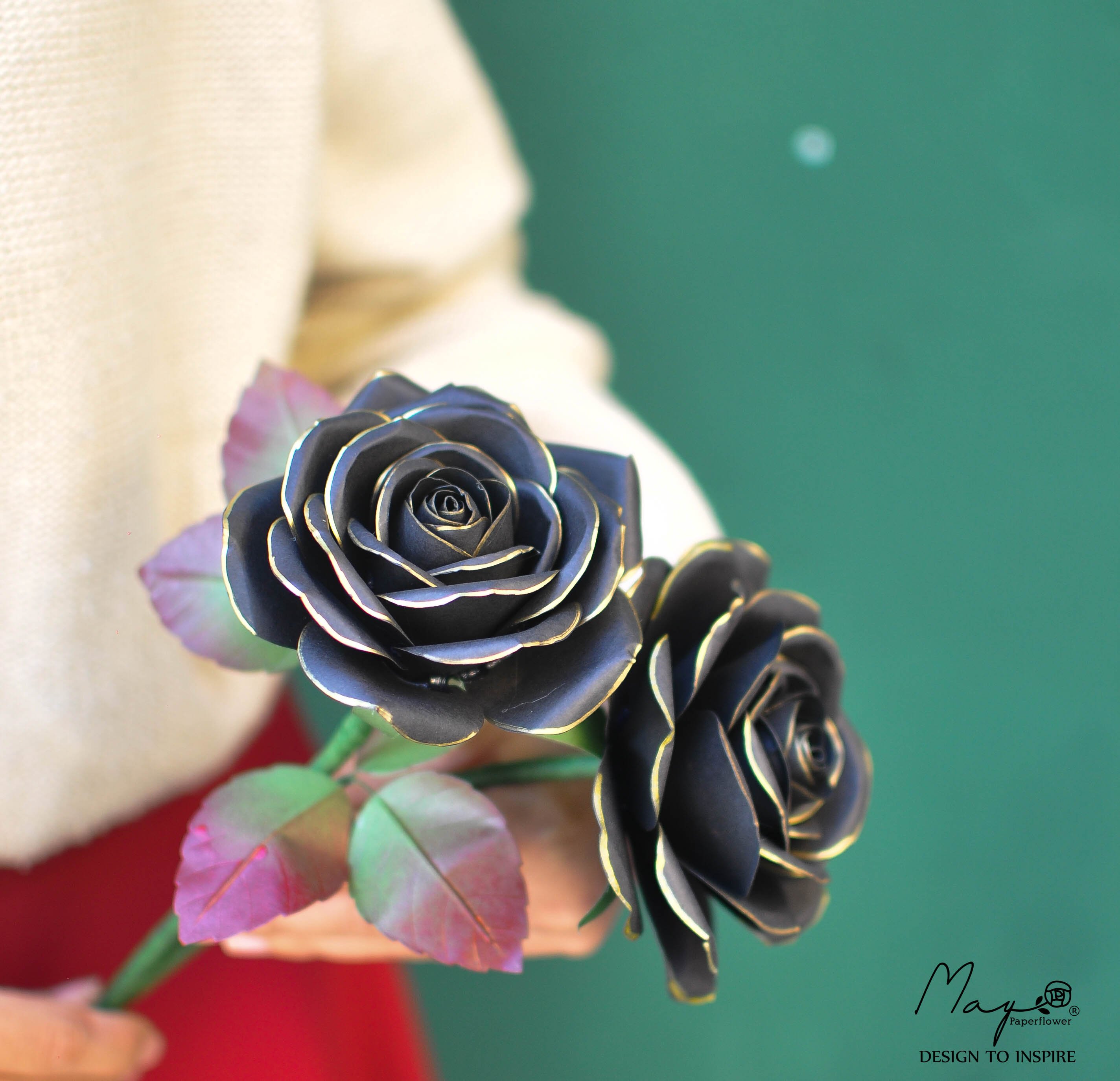 Hoa giấy handmade cao cấp - Black Rose Maypaperflower - hoa giấy nghệ thuật