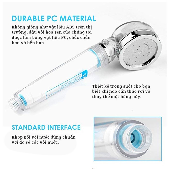 Vòi sen YC-300 tăng áp lõi lọc nước khử khuẩn Hàn Quốc - Tặng thêm 1 lõi lọc-NTH