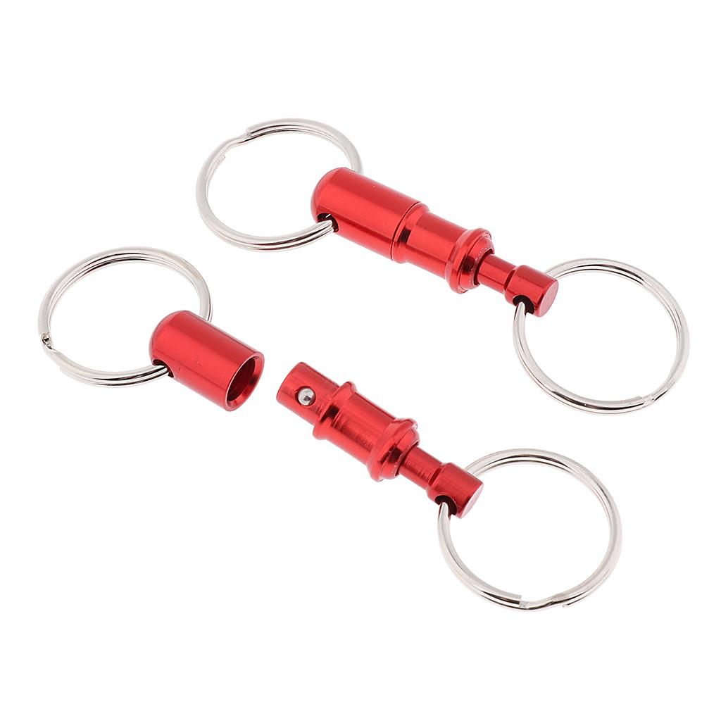 2Pcs/pack Quick Release Keychain, Pull-Apart Removable Keyring with Two Heavy Duty Split Rings Key Accessories