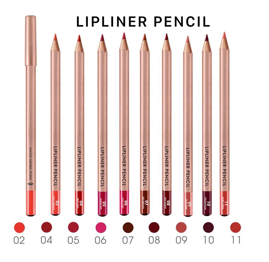 (BẢN MỚI) Chì Kẻ Viền Môi Vacosi Lipliner Pencil No.4 Brick Red Đỏ Gạch