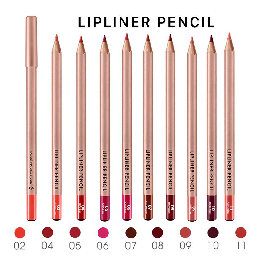 (BẢN MỚI) Chì Kẻ Viền Môi Vacosi Lipliner Pencil No.7 - Red Brown Đỏ Nâu
