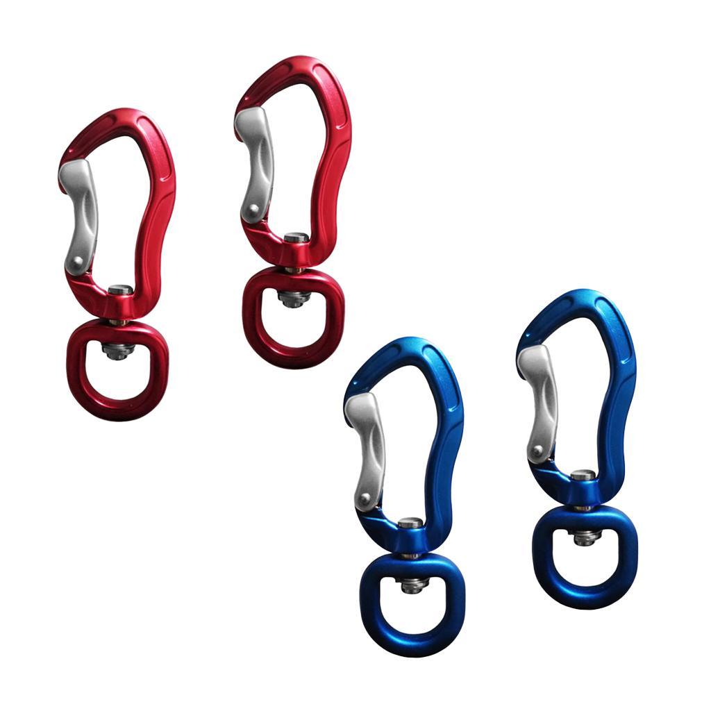 4pcs Aluminum Alloy Swivel Eye Carabiner Clip Hanging Connect Hook Keychain Mountaineering Camping Accessories 76 x 28mm