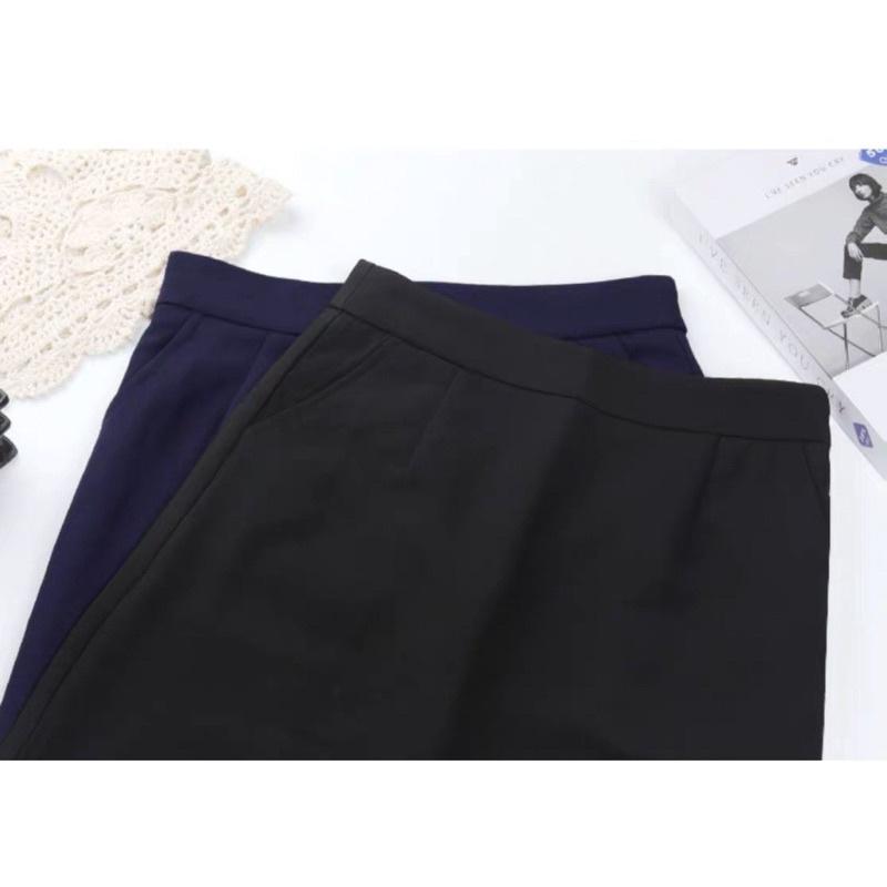 Chân váy công sở dáng chữ A dài ngang gối có túi cao cấp