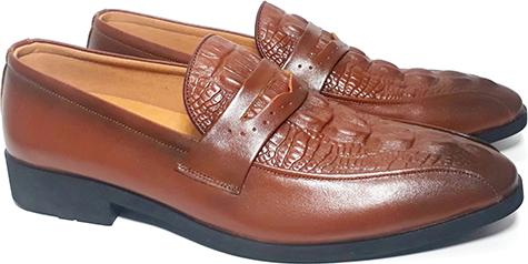 Giày Lười Nam Công Sở Happyshoes Da Bò Thật Vân Cá Sấu - HS470