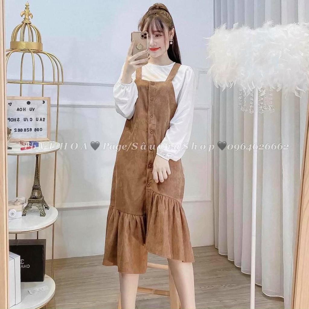 Váy bầu thời trang thiết kế xét cặp hàng dày mùa đôngfreesize 45 đến 70kg