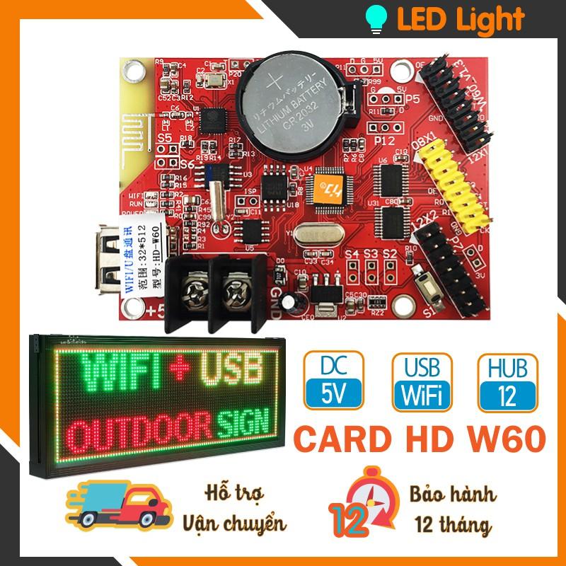CARD HD W60 - Mạch điều khiển LED ma trận Wifi 1 MÀU, 3 MÀU