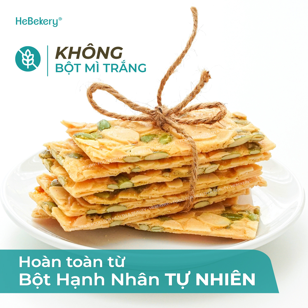 [HỘP TIỆN LỢI] Bánh Ngói Hạnh Nhân Siêu Hạt Chuẩn Keto - Bánh Ngói Ăn Kiêng Chuẩn Eatclean HEBEKERY by HEBE