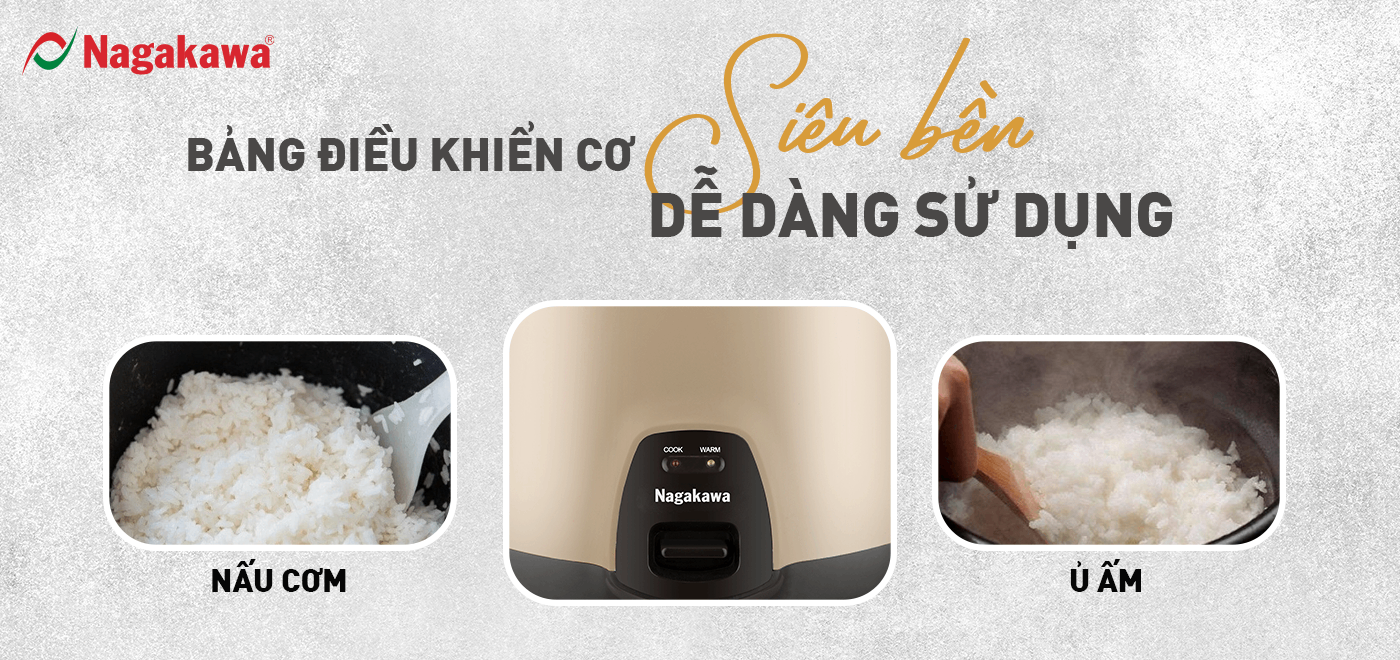 [HỘP QUÀ TẾT] Nồi cơm điện cơ Nagakawa NAG0145 (1,8L - 900W) - Lòng nồi dạng niêu, hợp kim nhôm -  Bảo hành 1 năm - Hàng chính hãng