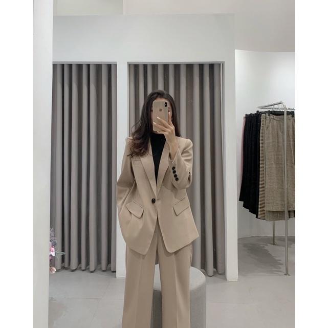 ZIEL Set blazer cao cấp may 2 lớp | Blazer With Button &amp; High-waist Pants