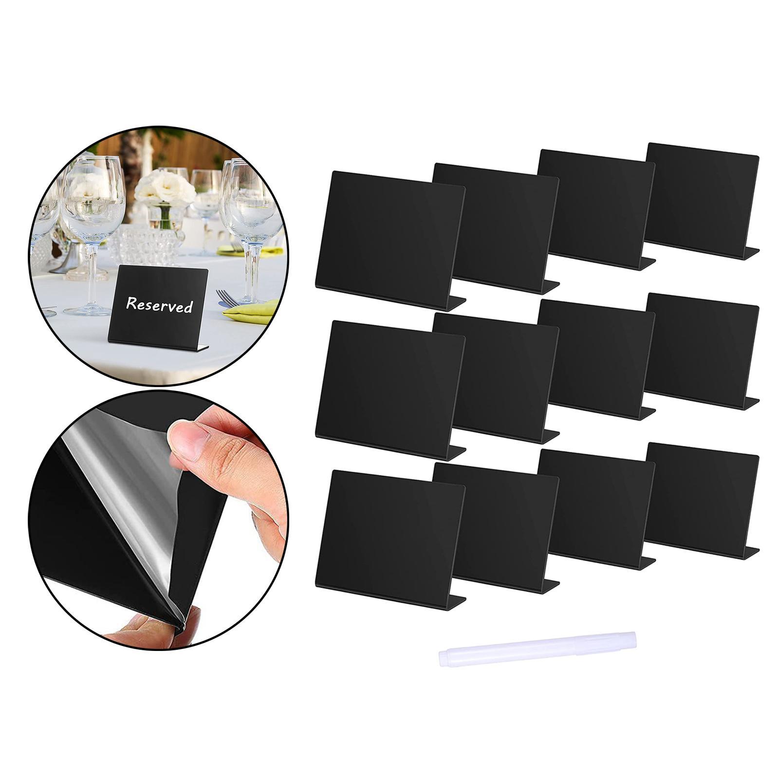 12Pcs Tabletop Message Board Memo Writing Board for Shop Buffet Wedding Black