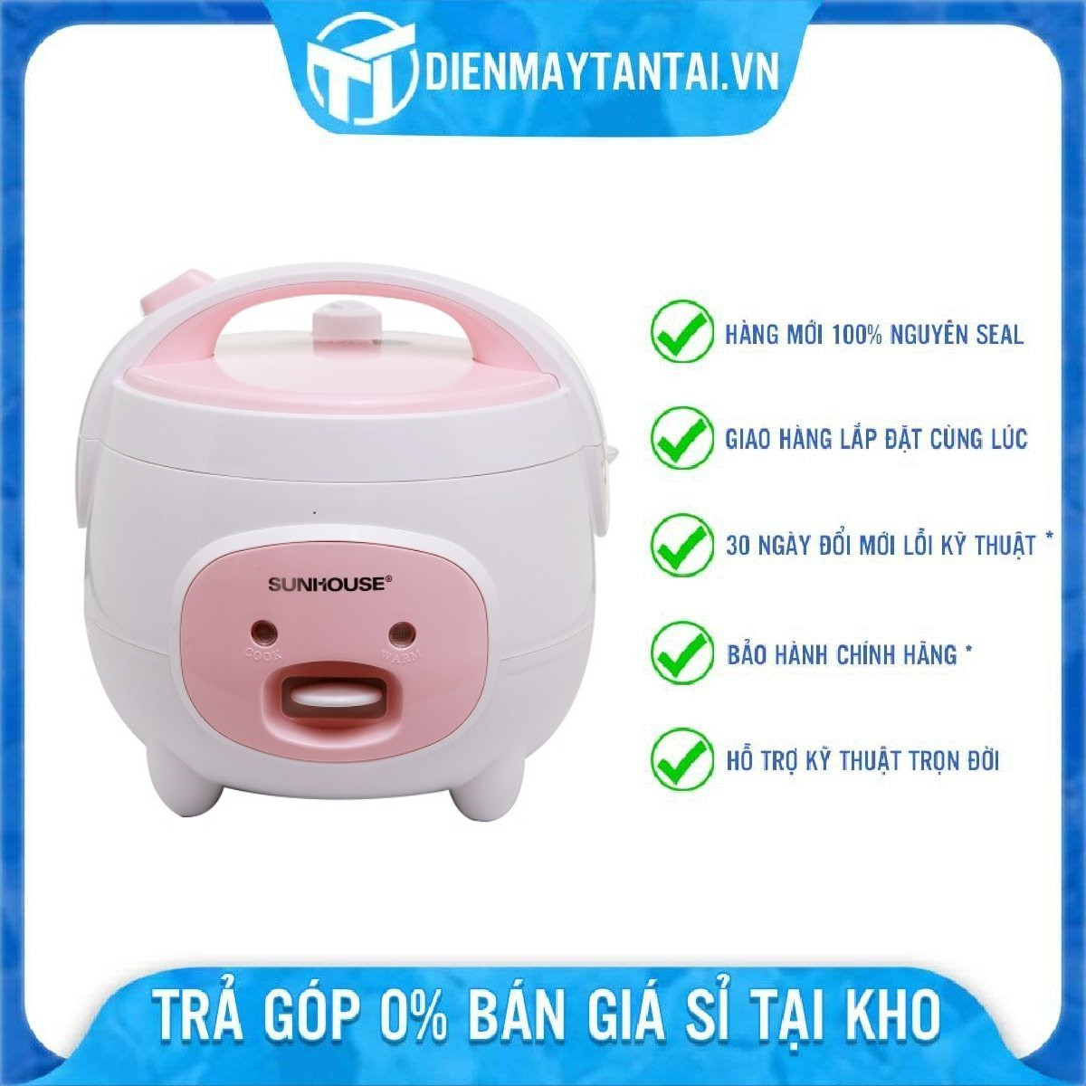 Nồi cơm nắp gài Sunhouse 1.2 lít SHD8217W - Hàng chính hãng