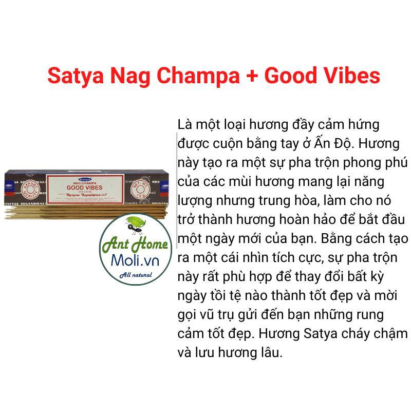 Thanh tẩy nhà cửa bằng nhang Satya Nag Champa + Good Viber