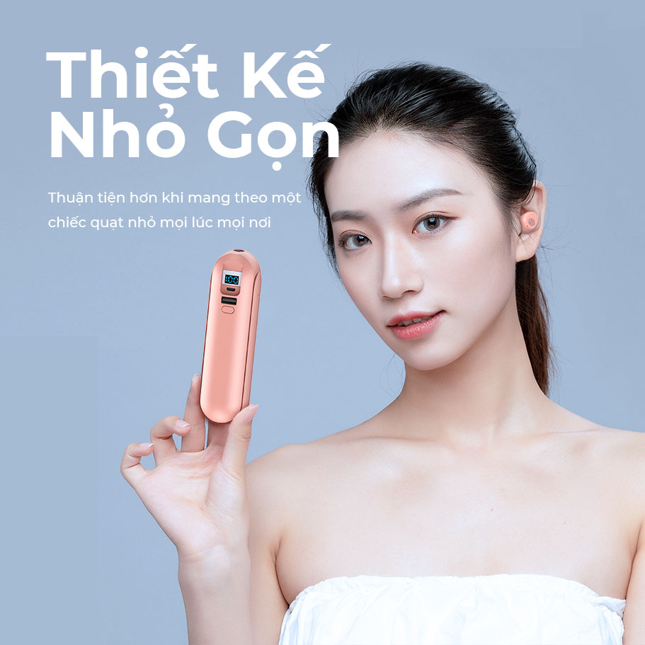 Quạt mini Tích Hợp Pin Sạc Dự Phòng Điện Thoại Và Tai Nghe Âm Thanh Vòm Chất Lượng Cao - Hàng chính hãng