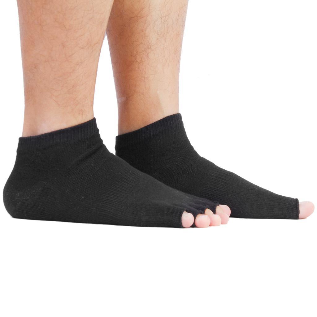 6x1 Pair Unisex Five Fingers Open Toe Socks Breathable Warm Yoga Casual Black
