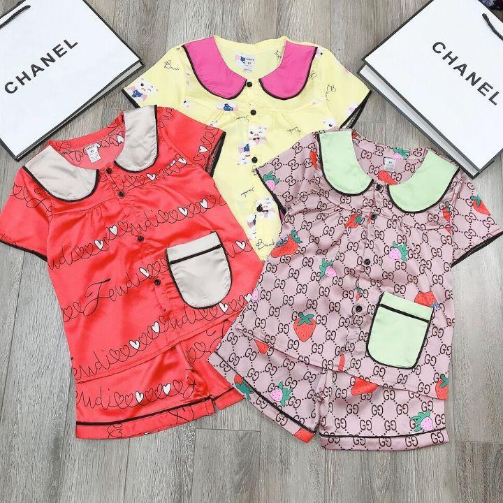 Bộ pijama bé gái size 20-40kg vải lụa