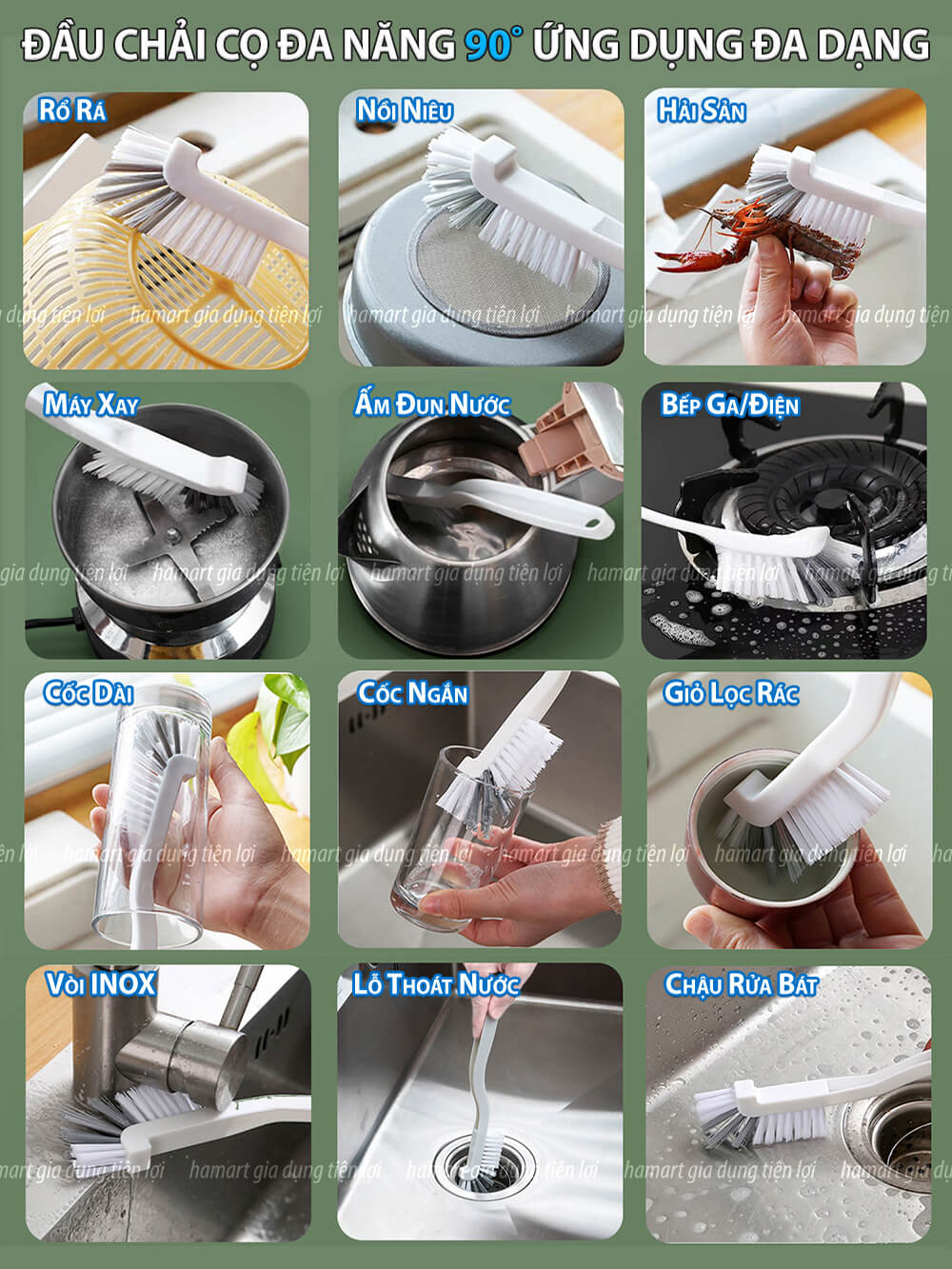 Bàn Chải Cọ Rửa Đa Năng Cốc Chai Lọ Thuỷ Tinh Ly Bình Sữa Chổi Vệ Sinh Bếp Khe Rãnh Hẹp Phòng Tắm