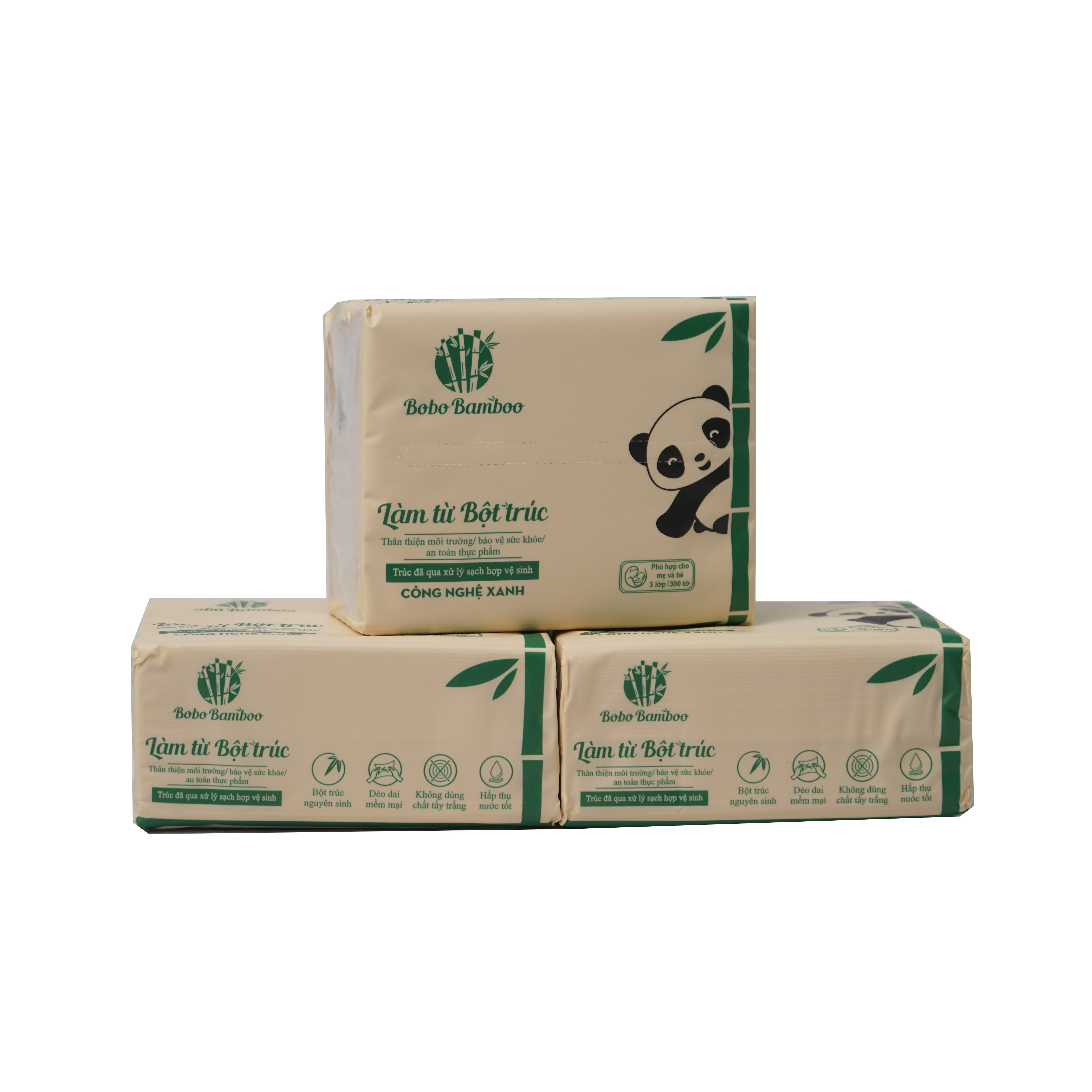 Khăn giấy rút gấu trúc BOBO BAMBOO cao cấp thùng 30 gói