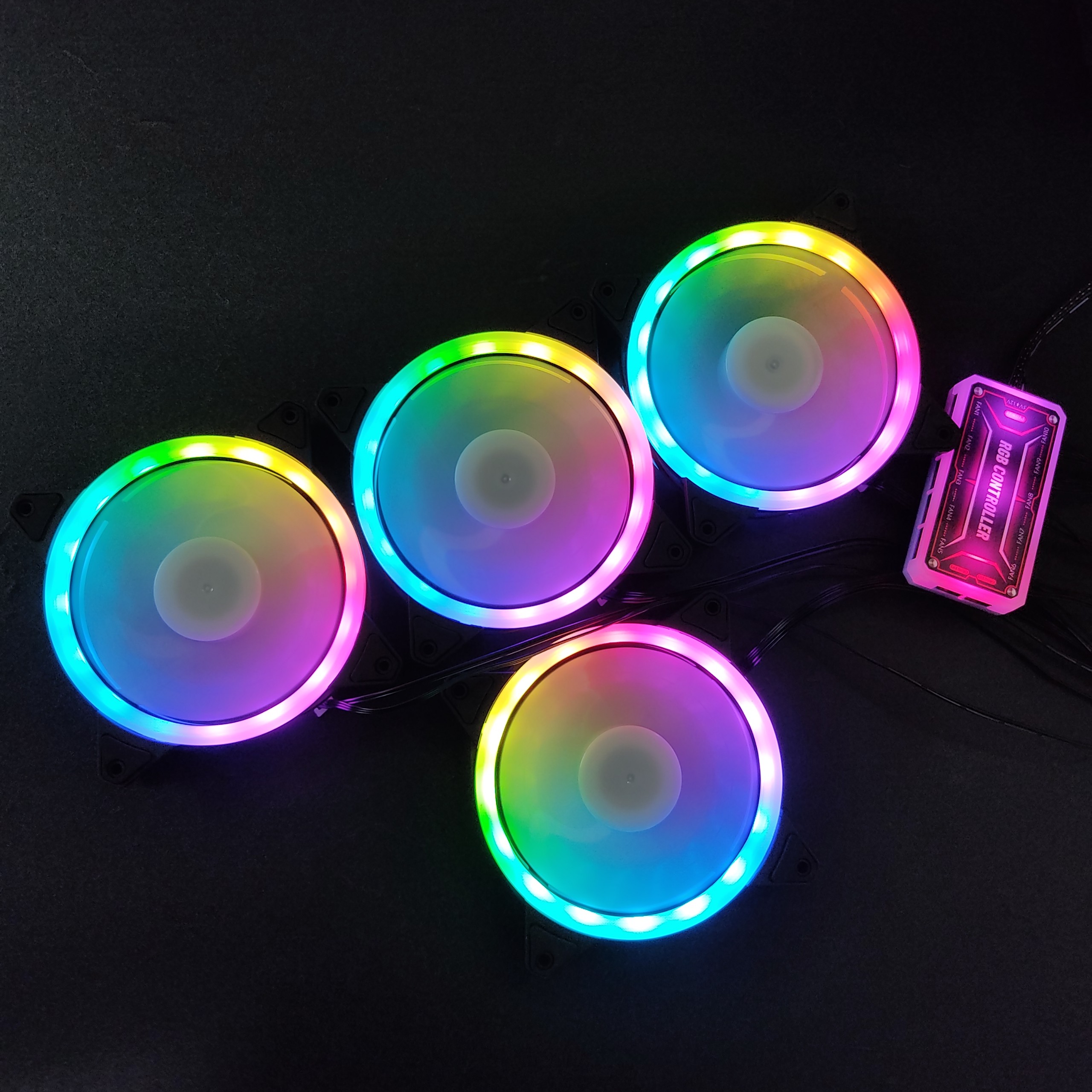 4 Quạt Tản Nhiệt, Fan Case KNC V2 Led RGB Dual Ring đồng bộ Hub điều khiển