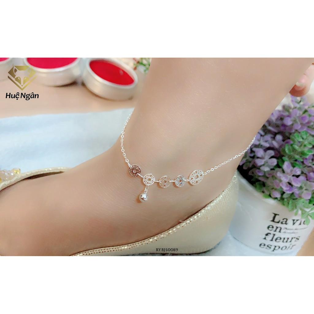 Lắc chân bạc Ý 925 Huệ Ngân - Chuỗi Kim tiền may mắn RYBJ50089