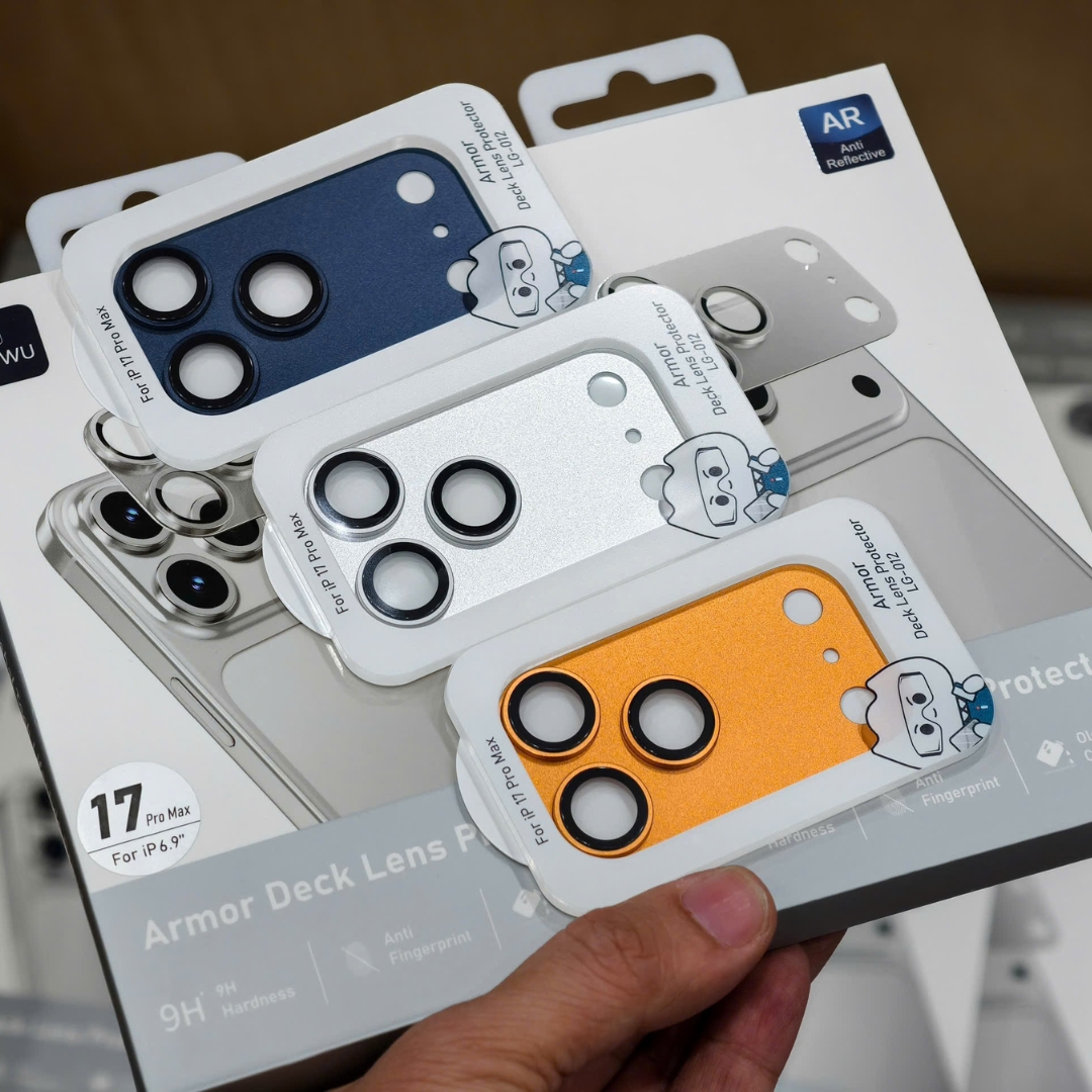 Kính Cường Lực Camera Full Viền TitanGuard cho iPhone 17 Pro Max / iPhone 17 Pro hiệu WIWU Armor Deck AR Chống loa Chống trầy, độ cứng 9H+, Siêu nét 8K, Chất liệu nhôm hàng không, Không làm giảm chất lượng ảnh - Hàng nhập khẩu