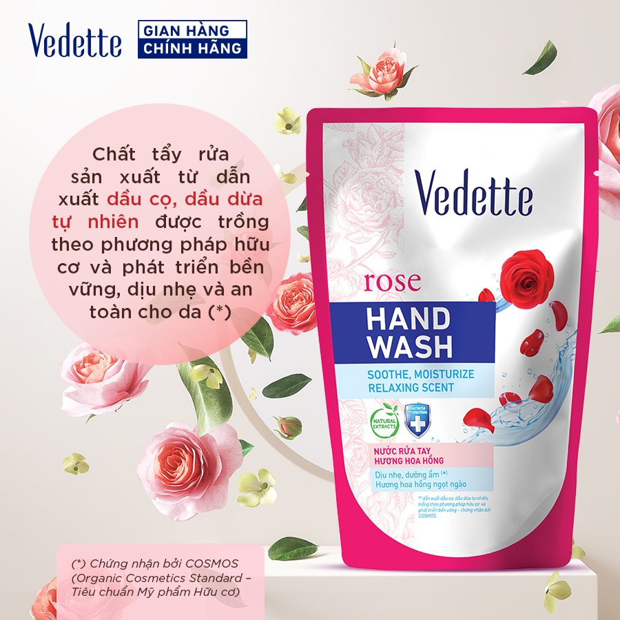 Nước rửa tay hand wash Hoa Hồng Vedette 400ml