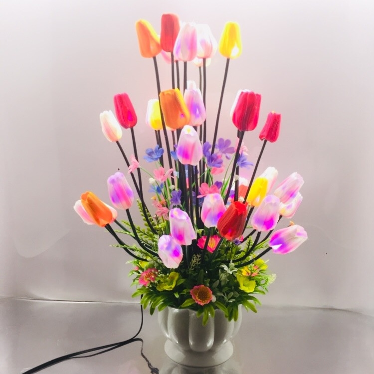 Hoa Tulip Trang Trí Có Đèn 40 bông - Hoa Tulip giả