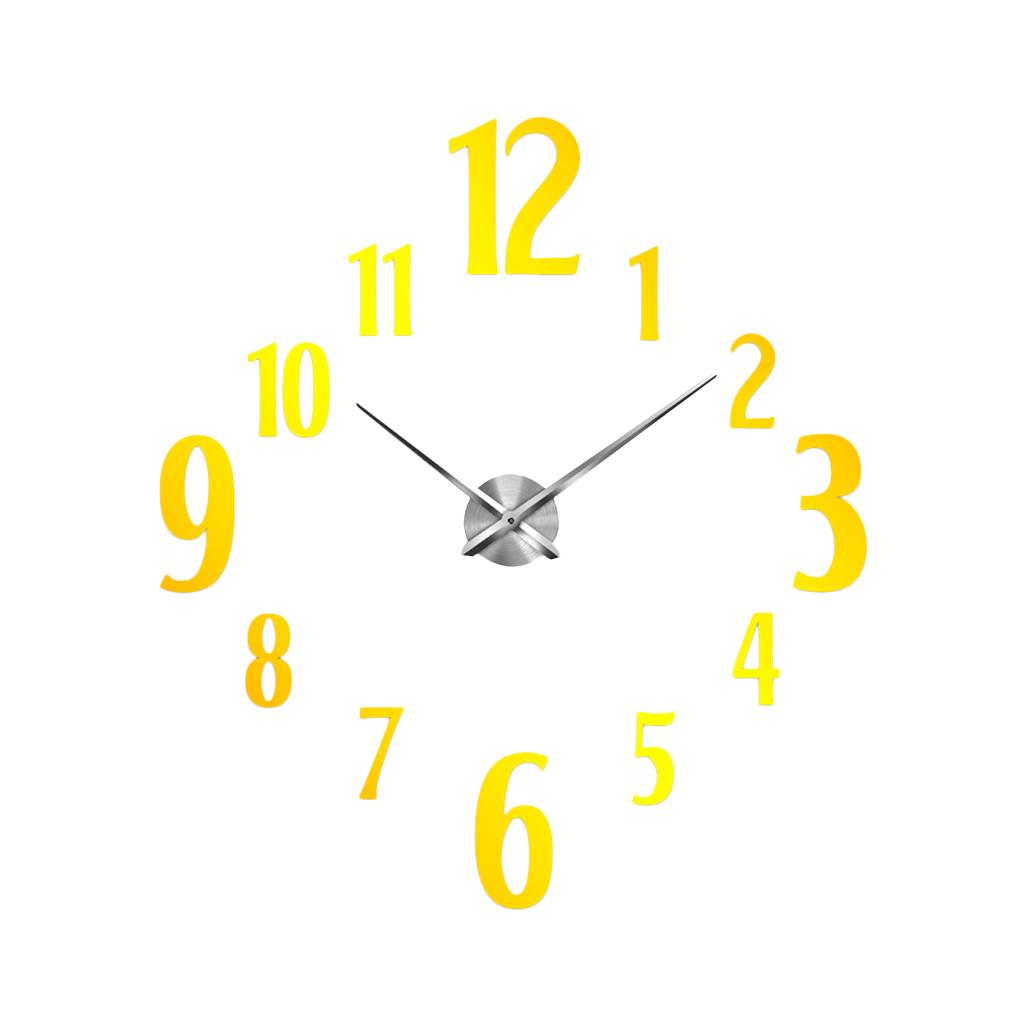 Acrylic Mirror Surface Wall Clock Sticker for Home Office DIY Decor-Golden