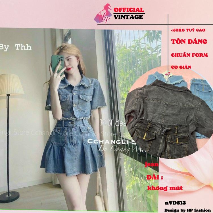 Set đồ nữ áo jean croptop kèm chân váy kiểu hàn quốc tôn dáng VD513