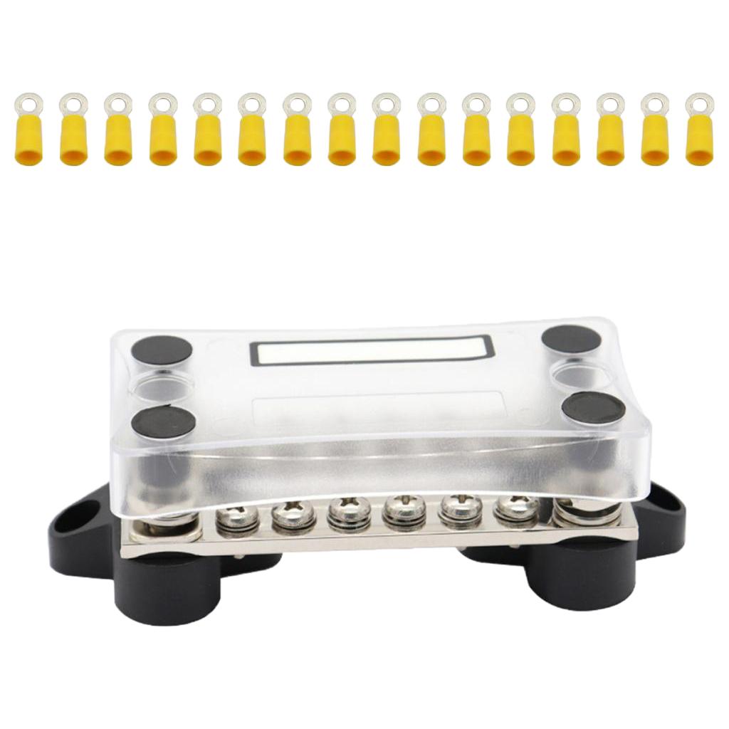 100A 6 Position Double Row Power Distribution Block Bus Bar with Terminals