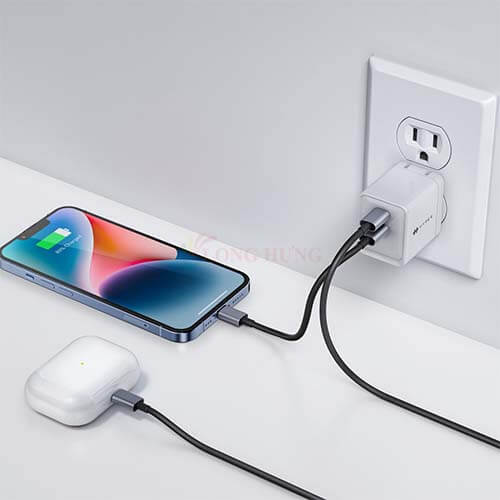 Cốc sạc HyperJuice GaN II Dual USB-C PPS 33W/PD 35W HJG35NA - Hàng chính hãng