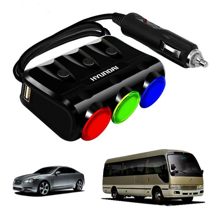 Bộ Chia 3 Nguồn Đầu Tẩu Kèm 2 Cổng USB Cao Cấp