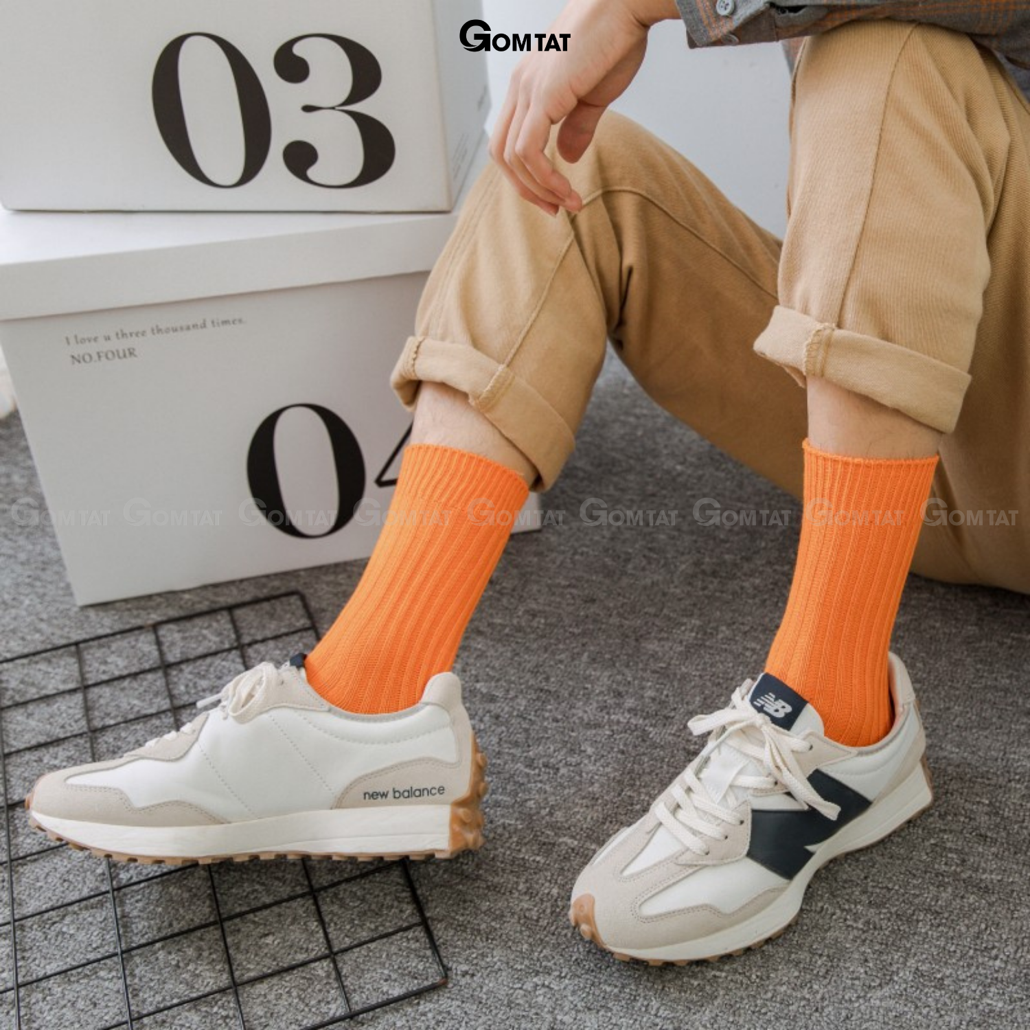 Tất nam nữ cổ cao trơn sọc gân chìm, vớ cổ cao unisex chất liệu cotton mềm mại, thoáng mát - CAOGANCHIM-UYE-7005-1DOI