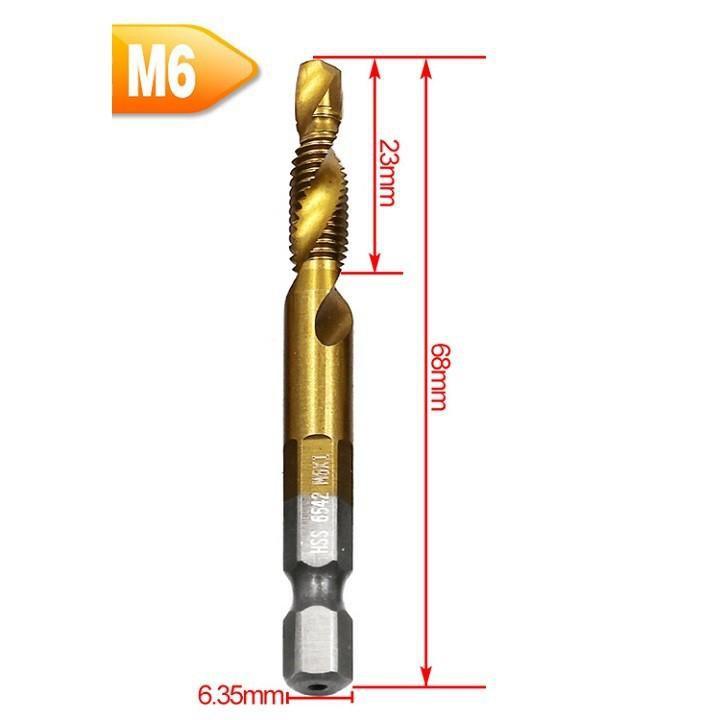 MŨI KHOAN & TARO 2 IN 1 - BỘ 6 CÂY M3-M10 - TN655