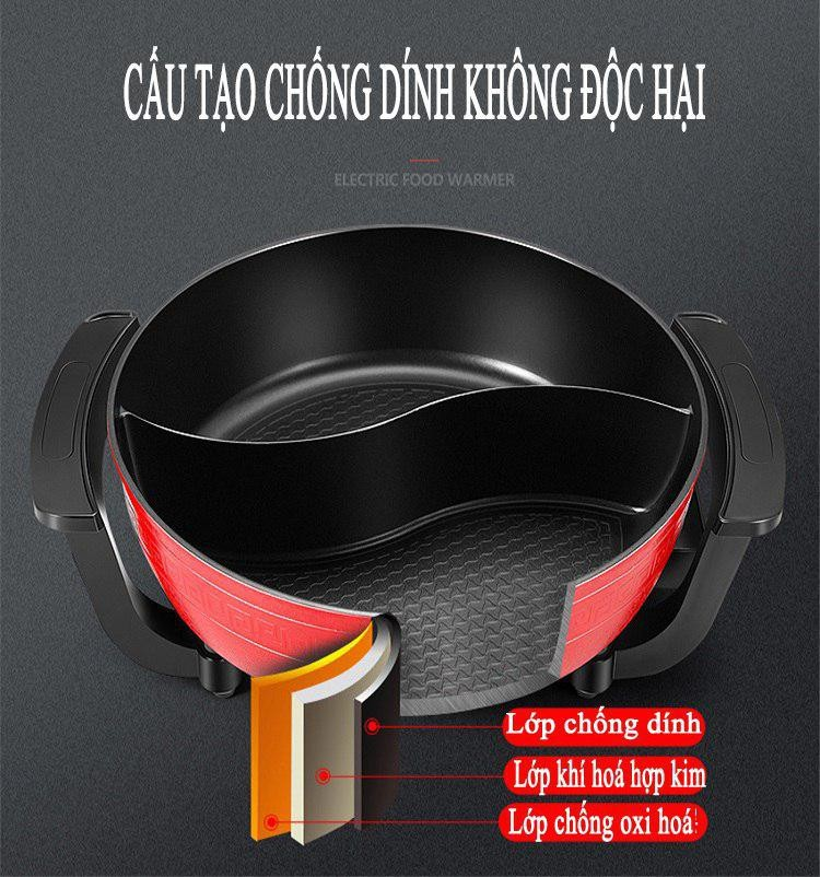 Nồi Lẩu Điện Đa Năng 2 Ngăn Perfect PF-A2N Chống Dính 5L 1300W - Hàng Chính Hãng