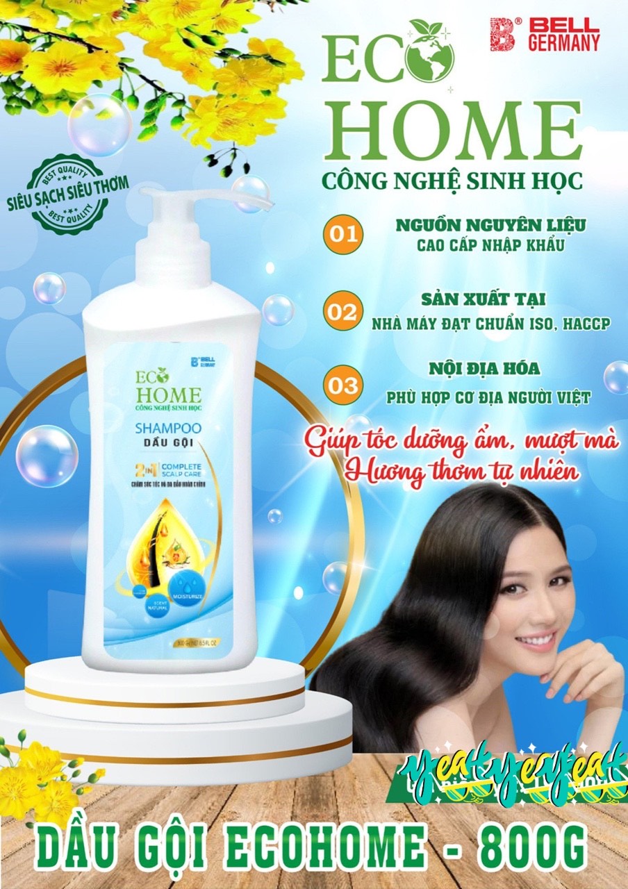 Dầu Gội Đầu Shampoo Công Nghệ Sinh Học ECOHOME-Dầu Gội Ngăn Rụng Tóc ECOHOME Kim Ngân Store Giúp Tóc Dưỡng Ẩm, Mượt Mà, Hương Thơm Tự Nhiên