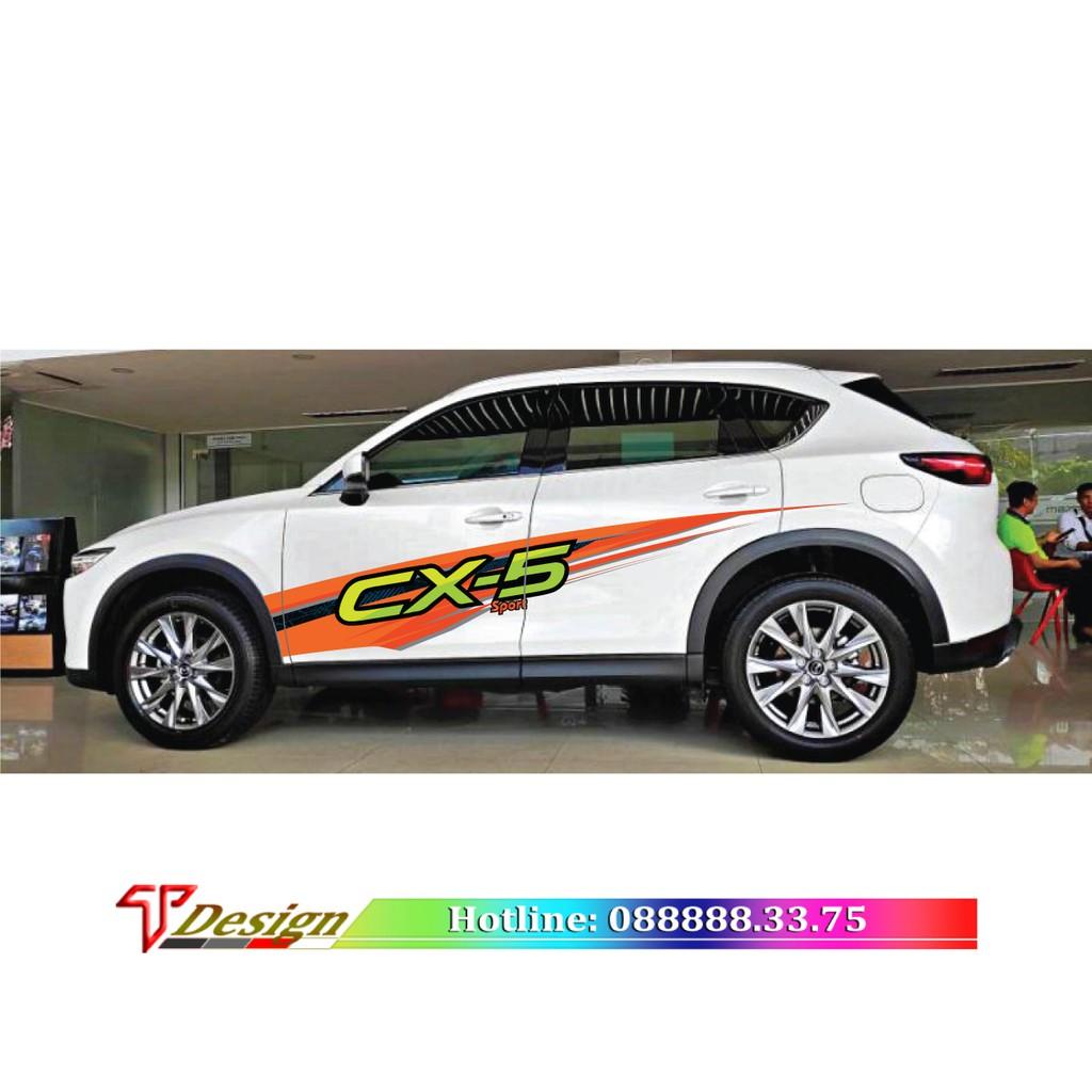 Mẫu tem xe thiết kế, tem dán sườn cho xe CX5, xe Mazda WRAP 54, KT 257x52cm