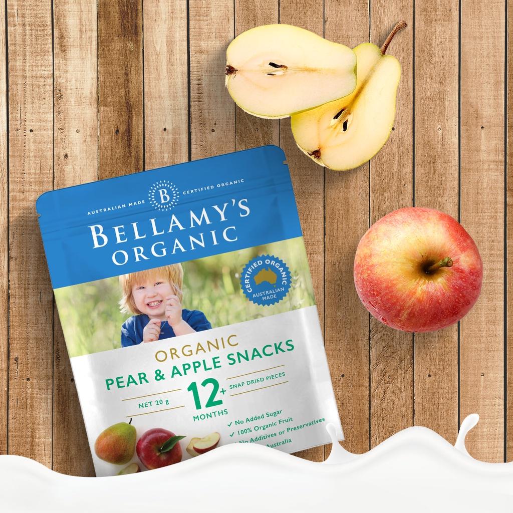Snacks Lê Và Táo Sấy Hữu Cơ Bellamy's Organic