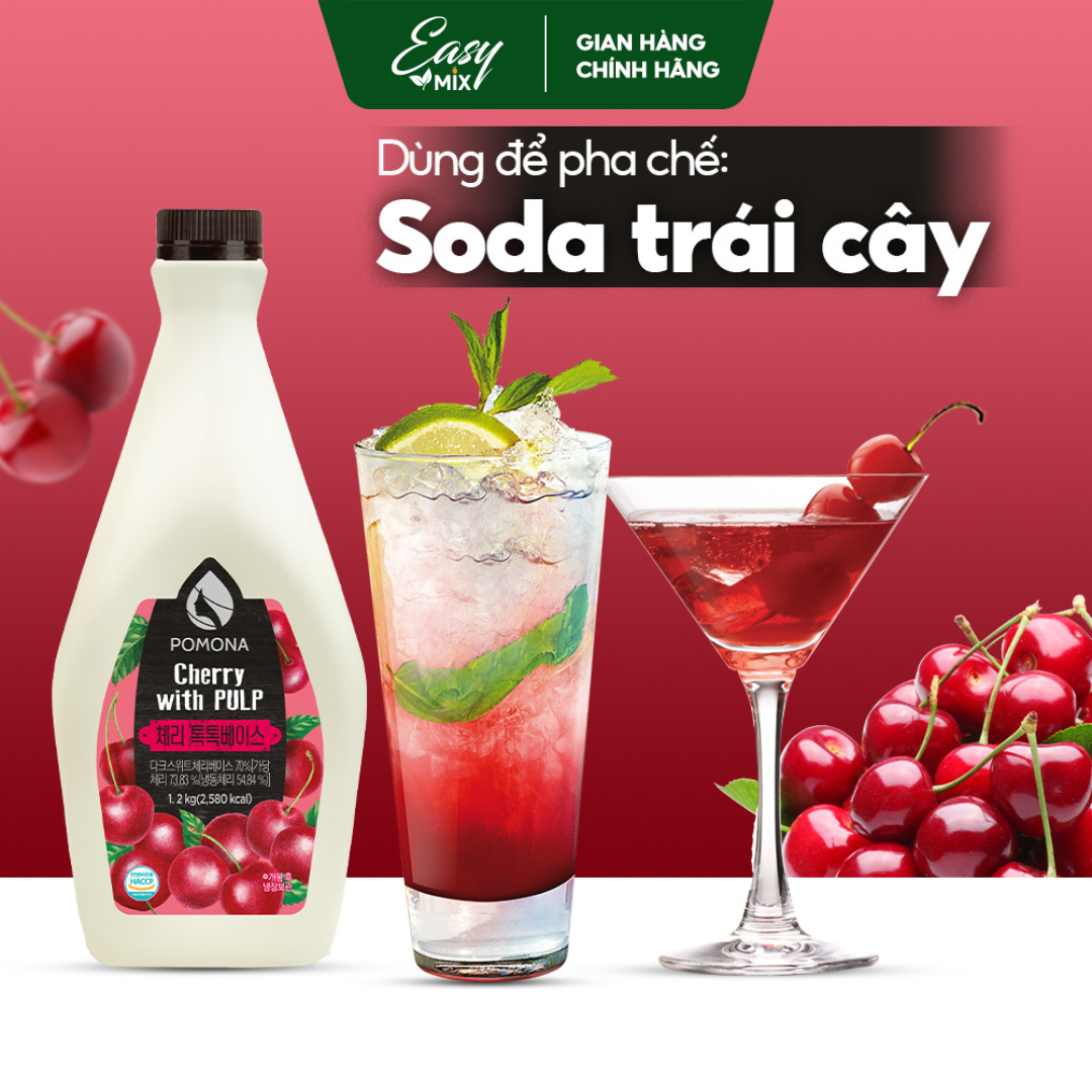 Mứt Anh Đào Cô Đặc Pomona Cherry Concentrate Nguyên Liệu Pha Chế Trà Sữa Trà Trái Cây Hàn Quốc Hàn Quốc 1,2kg