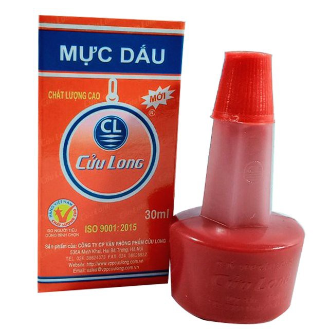 Mực Dấu Cửu Long (30ml) Không Phai Màu Khi Gặp Nước Mực Bám Chắc Trên Văn Bản Sau Khi Đóng Sử Dụng Tốt Cho Dấu Đồng, Dấu Cao Su.