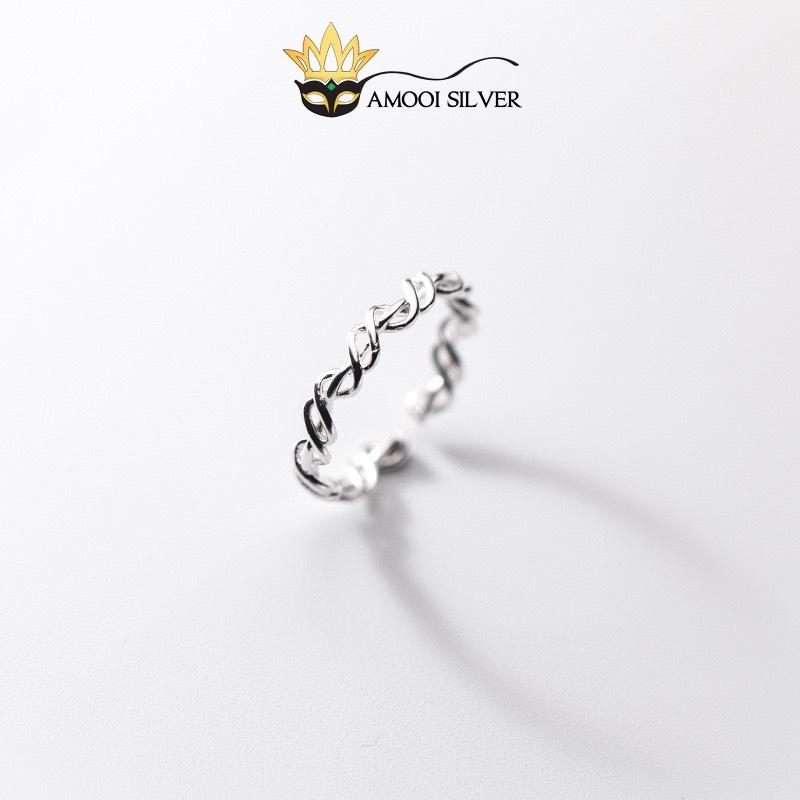 Nhẫn bạc S925 freesize xoắn lưới - Amooi Silver AN93