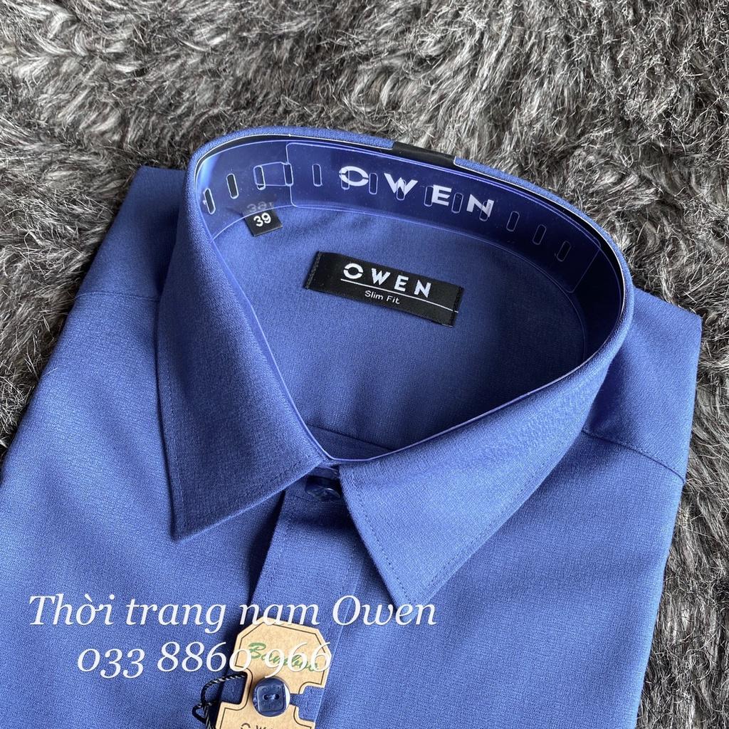 OWEN - Áo sơ mi dài tay Owen màu xanh trơn chất sợi tre REGULAR FIT / SLIMFIT 22948 23412