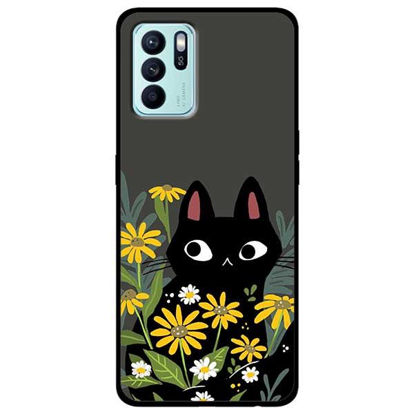 Ốp lưng dành cho Oppo Reno 6 - Reno 6 5G - Reno 6Z 5G - Mèo Đen Hoa Vàng
