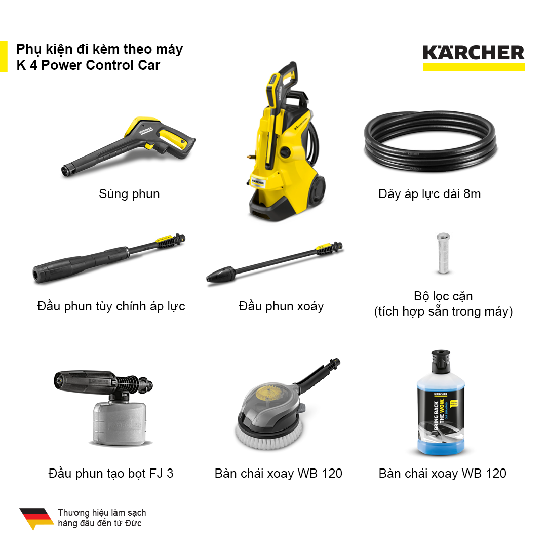 Máy phun rửa áp lực cao Karcher K 4 Power Control Car động cơ từ