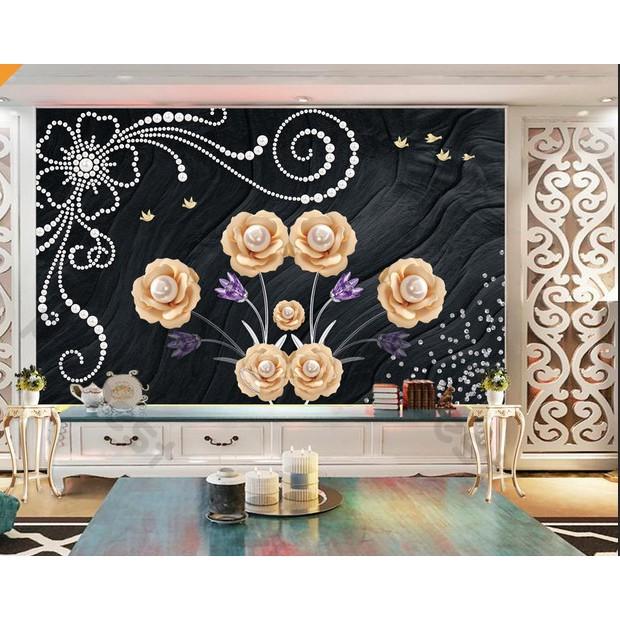 Tranh dán tường Hoa trang sức hiện đại, tranh dán tường 3d hiện đại MS814218