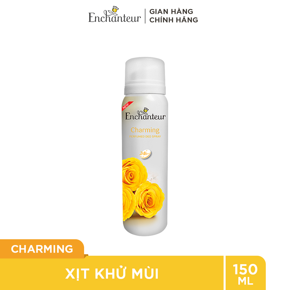 Xịt khử mùi nước hoa Enchanteur Charming nồng nàn duyên dáng ngăn mồ hôi &amp; mùi cơ thể 150ml