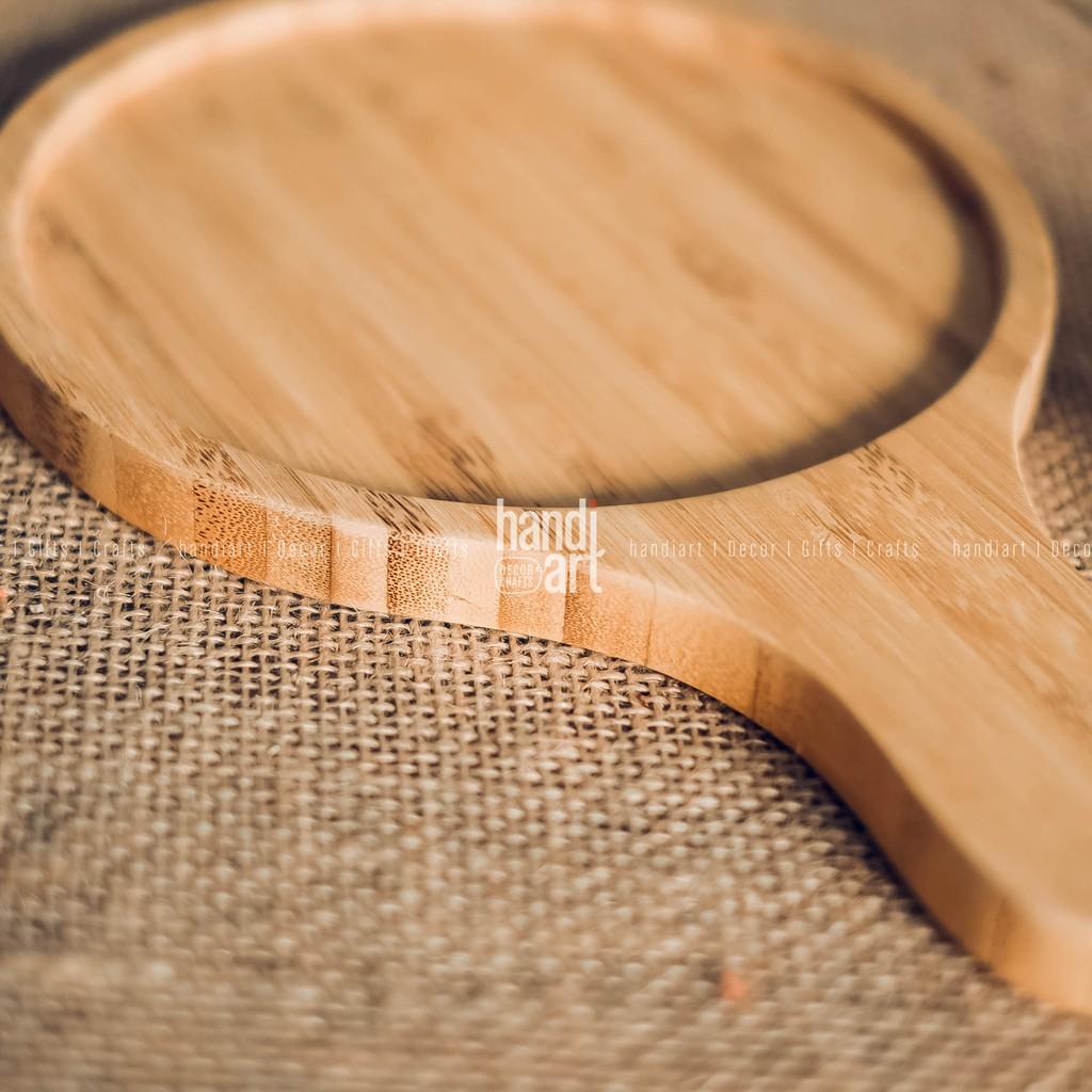 Khay gỗ tre tay cầm tròn - Khay tre đựng thức ăn- bamboo wooden tray