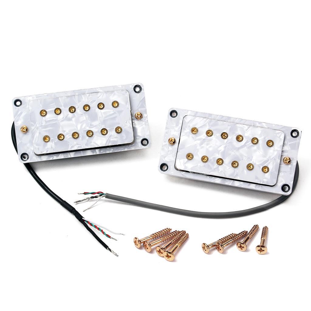 Height Adjustable Double Coil Neck Bridge Pickup for Electric Guitar White